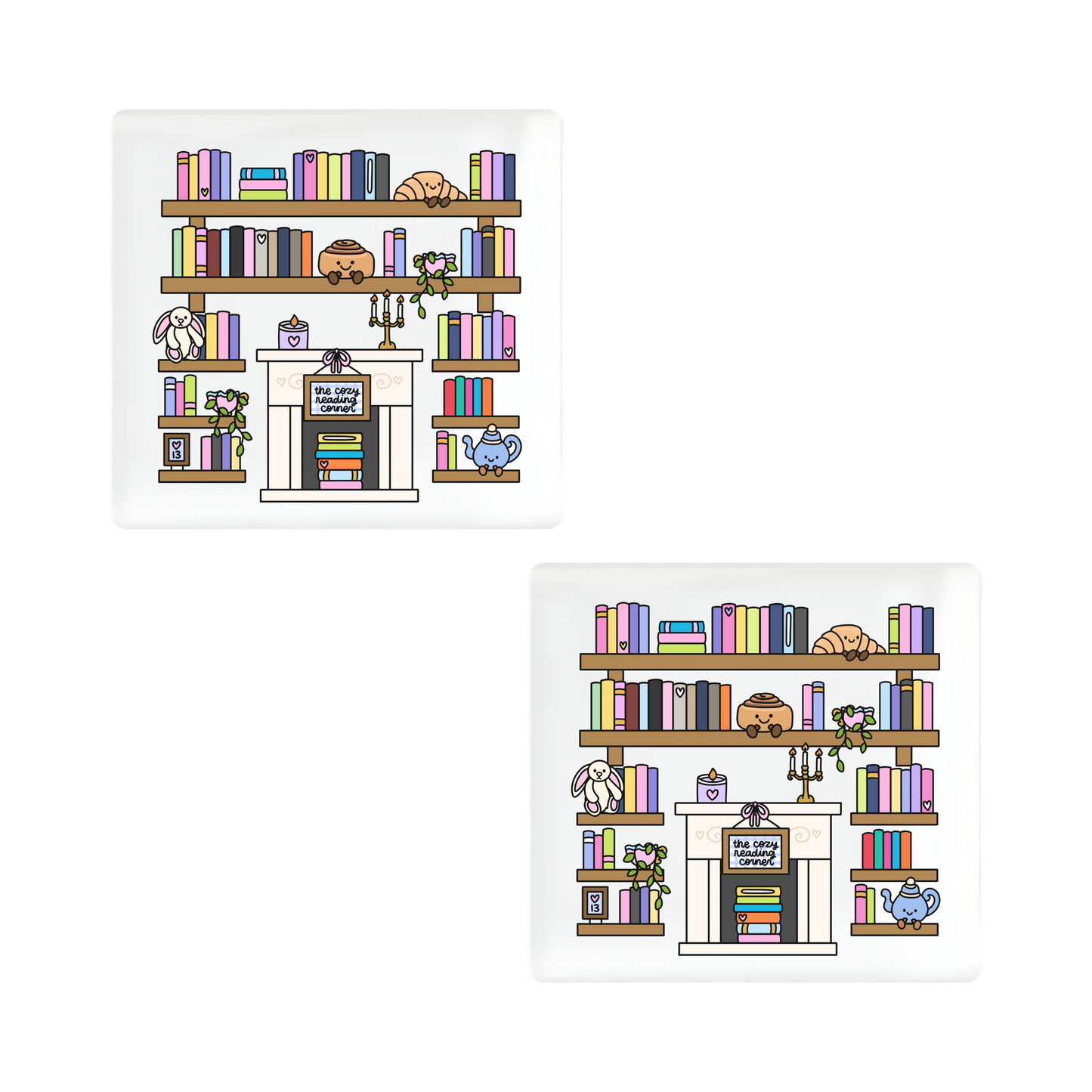 The Cozy Reading Corner "Annie's Shelves" Ceramic Coaster Set