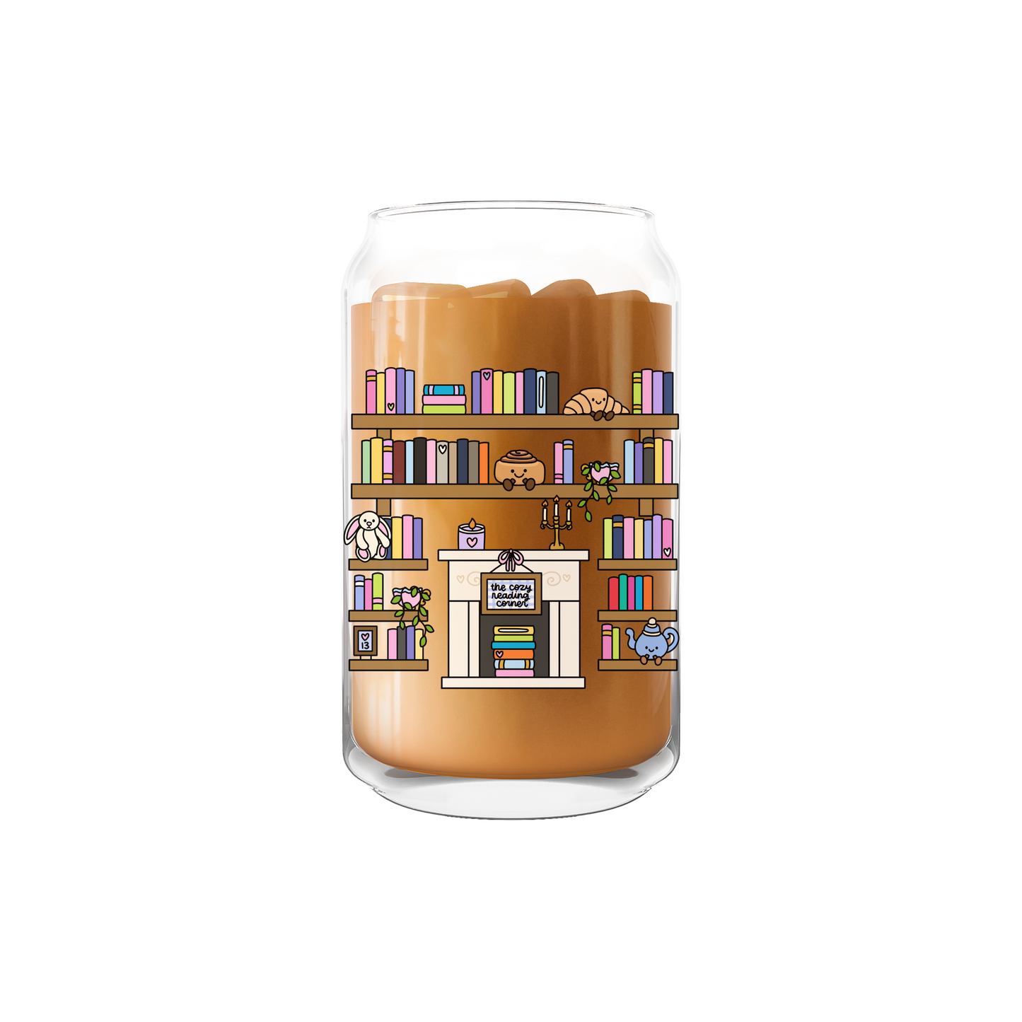 The Cozy Reading Corner "Annie's Shelves" Iced Coffee Glass