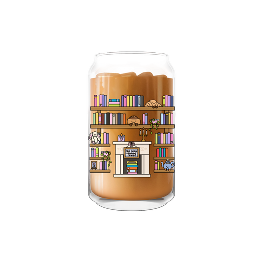 The Cozy Reading Corner "Annie's Shelves" Iced Coffee Glass