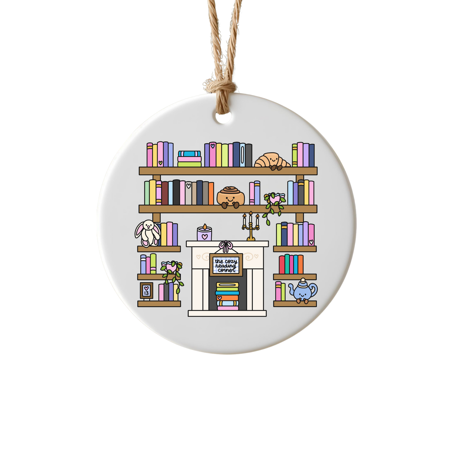 The Cozy Reading Corner "Annie's Shelves" Ceramic Ornament