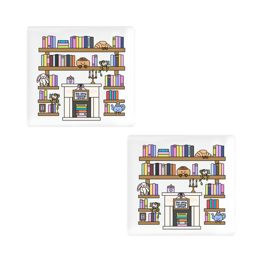 The Cozy Reading Corner "Annie's Shelves" Ceramic Coaster Set